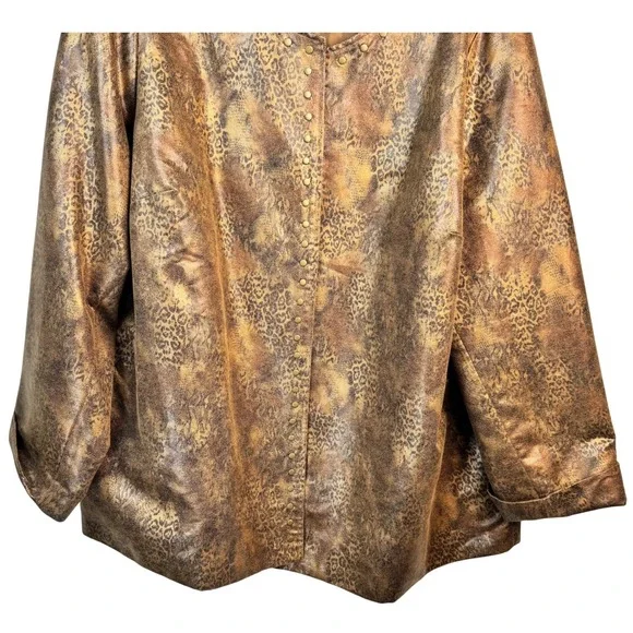 Isabel‎ Hayley Timeless Trends Blazer Jacket 2X Leopard Print Metallic Party - Picture 10 of 13